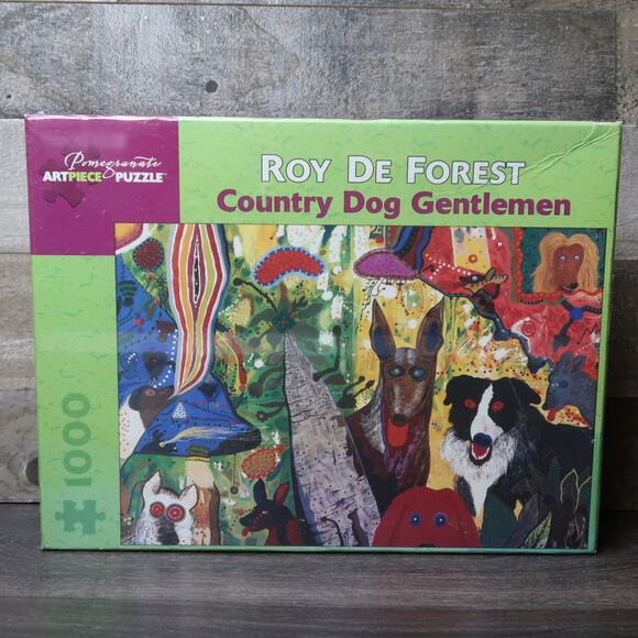 Pomegranate Country Dog Gentlemen Puzzle Roy De Forest 1000 Piece - Picture 1 of 2